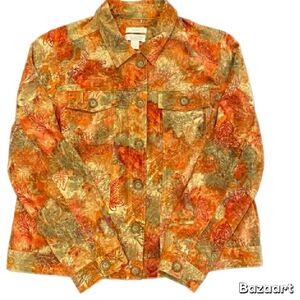 Chico's Colorful Leaf Print Jacket, Size L